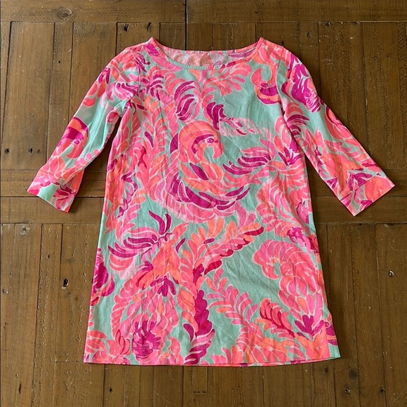 Lilly Pulitzer Other - Lilly Pulitzer Sophie bird above knee mini dress girls 6-7 tropical preppy neon